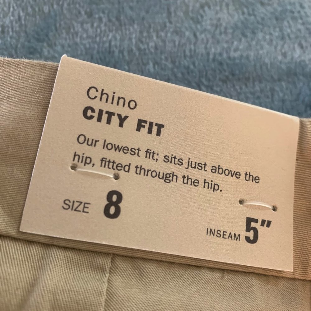 J Crew Chino City Fit Shorts, Size 8, Khaki